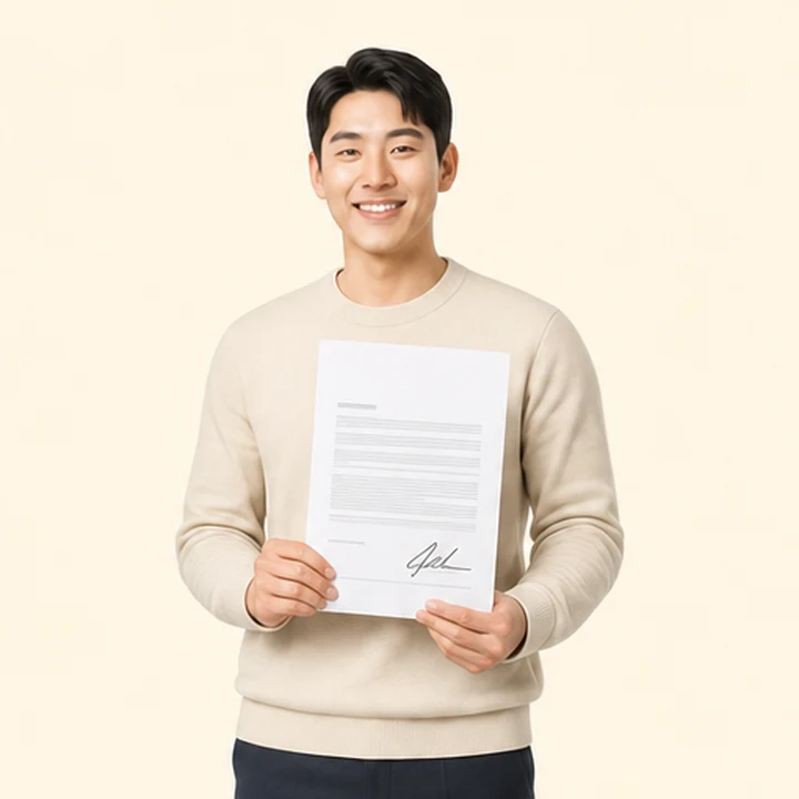 신불자 장기렌트 서면 견적서를 들고 있는 고객